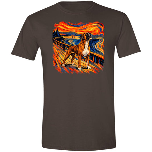 Dark Chocolate Gildan® Softstyle T-shirt with The Howl Boxer dog design