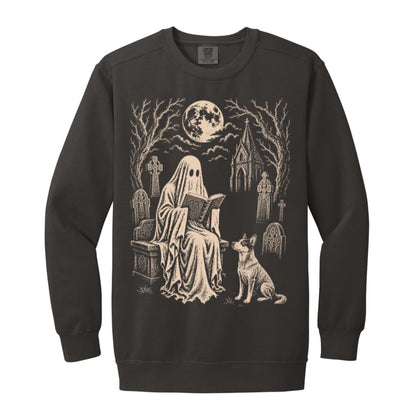 Blue Heeler Ghost Reading sweatshirt in Pepper