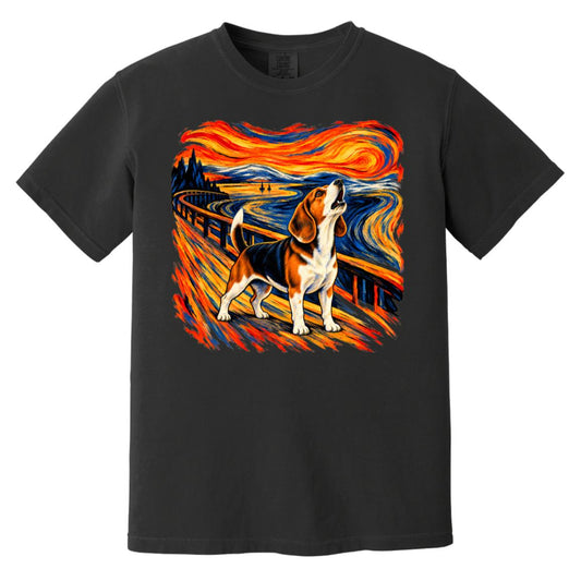 Black Comfort Colors® T-shirt with The Howl Beagle dog design