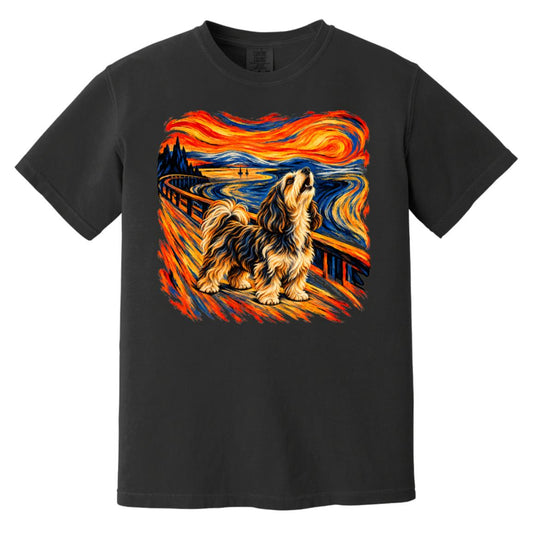 Black Comfort Colors® T-shirt with The Howl Havanese dog design