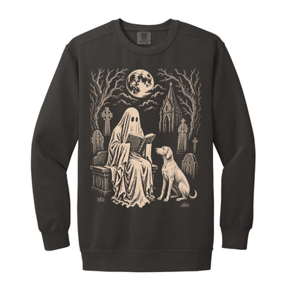 Weimaraner Ghost Reading sweatshirt in Pepper