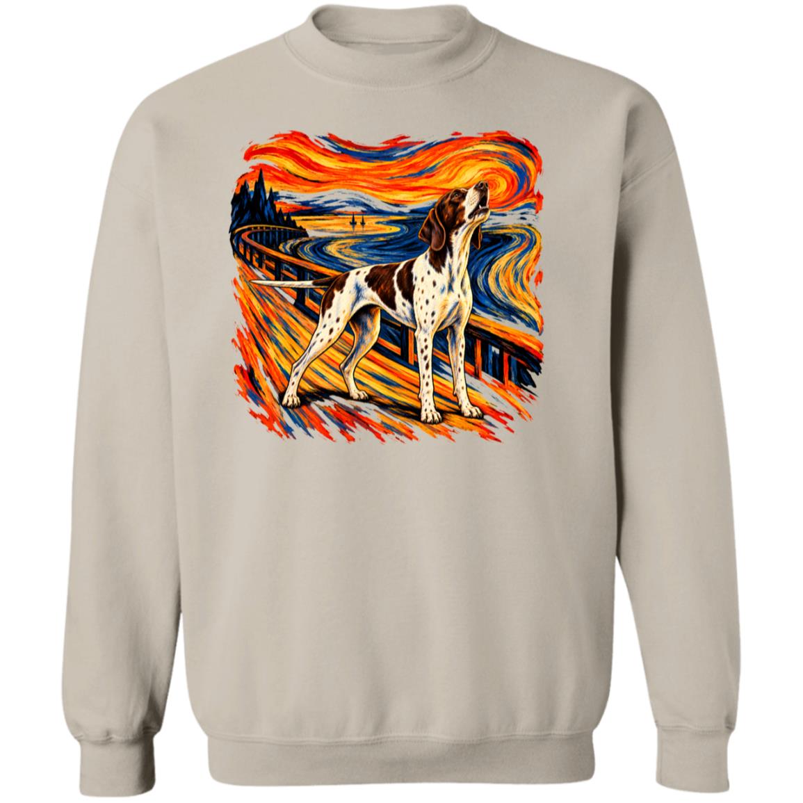 Sand Gildan® Heavy Blend sweatshirt with The Howl Pointer dog design