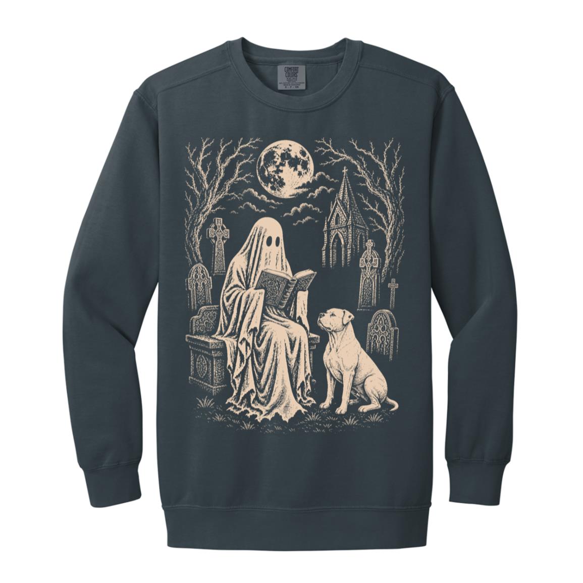 American Bulldog Ghost Reading sweatshirt in Denim