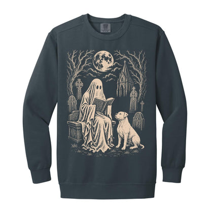 American Bulldog Ghost Reading sweatshirt in Denim