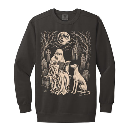 Greyhound Ghost Reading sweatshirt in Pepper