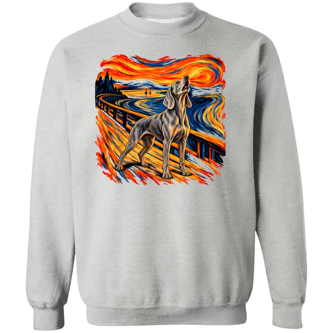 Sport Grey Gildan® Heavy Blend sweatshirt with The Howl Weimaraner dog design