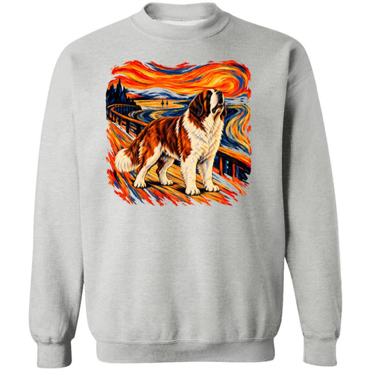 Sport Grey Gildan® Heavy Blend sweatshirt with The Howl St Bernard dog design