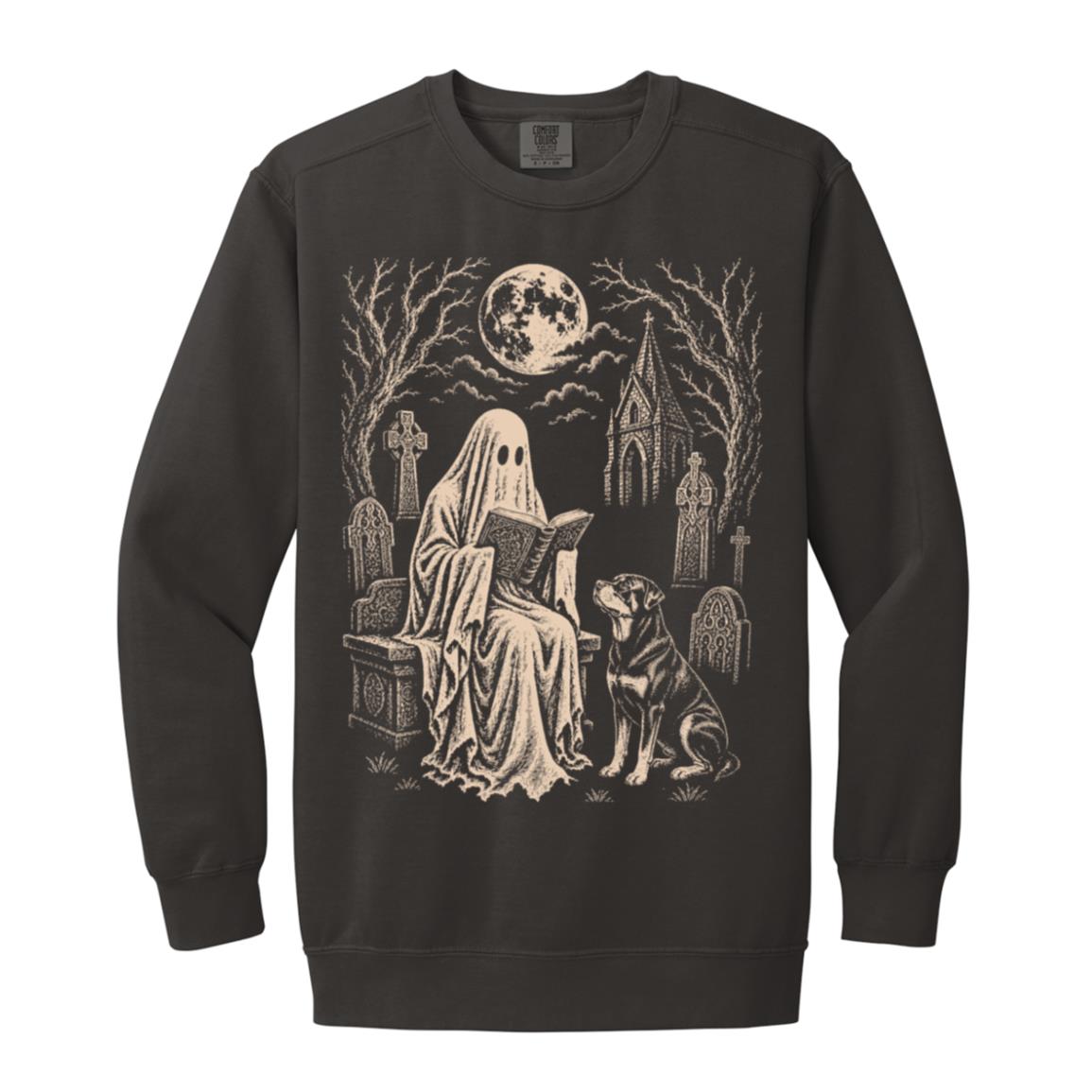 Rottweiler Ghost Reading sweatshirt in Pepper