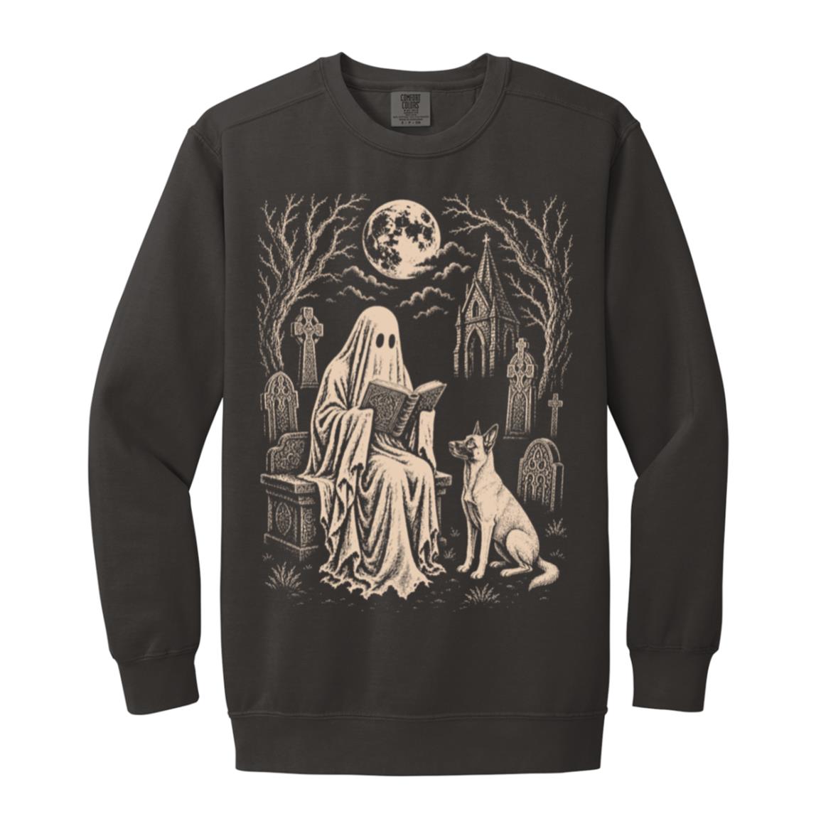 Belgian Malinois Ghost Reading sweatshirt in Pepper