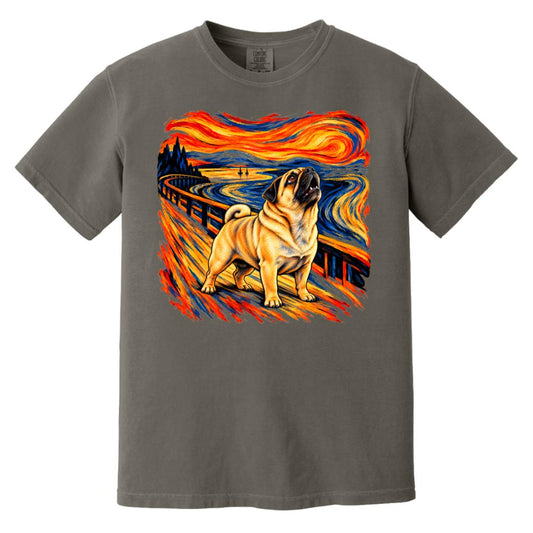 Pepper Comfort Colors® T-shirt with The Howl Pug dog design