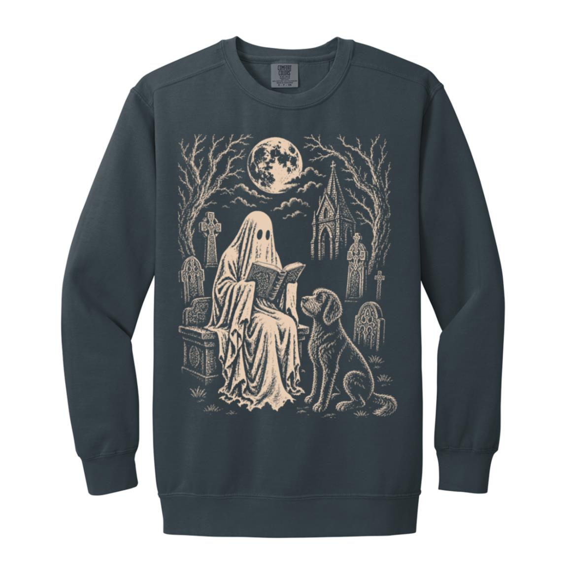 Labradoodle Ghost Reading sweatshirt in Denim