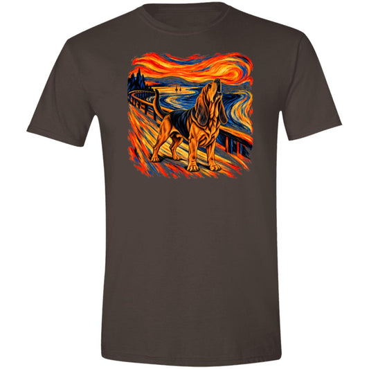 Dark Chocolate Gildan® Softstyle T-shirt with The Howl Bloodhound dog design