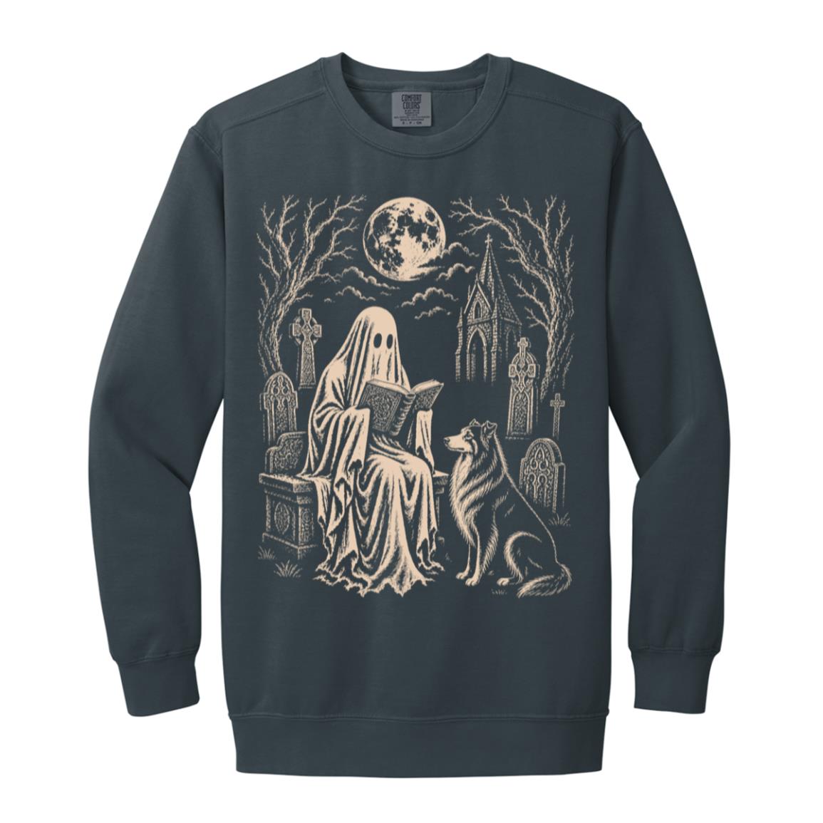 Collie Ghost Reading sweatshirt in Denim