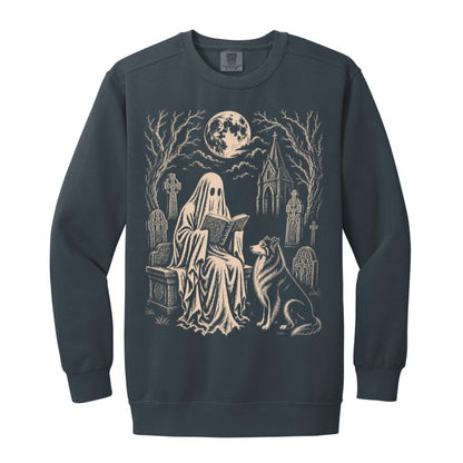 Collie Ghost Reading sweatshirt in Denim