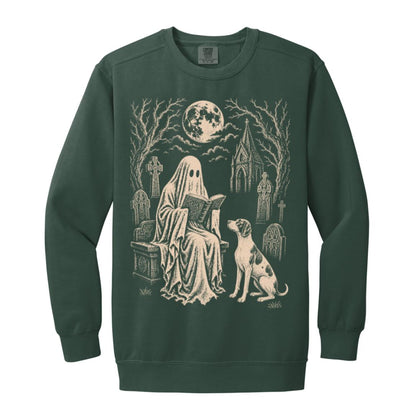 Pointer Ghost Reading sweatshirt in Blue Spruce