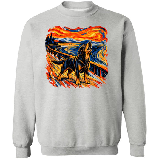 Sport Grey Gildan® Heavy Blend sweatshirt with The Howl Labrador Retriever dog design