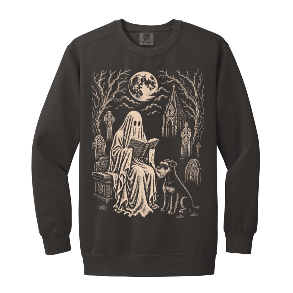 Schnauzer Ghost Reading sweatshirt in Pepper