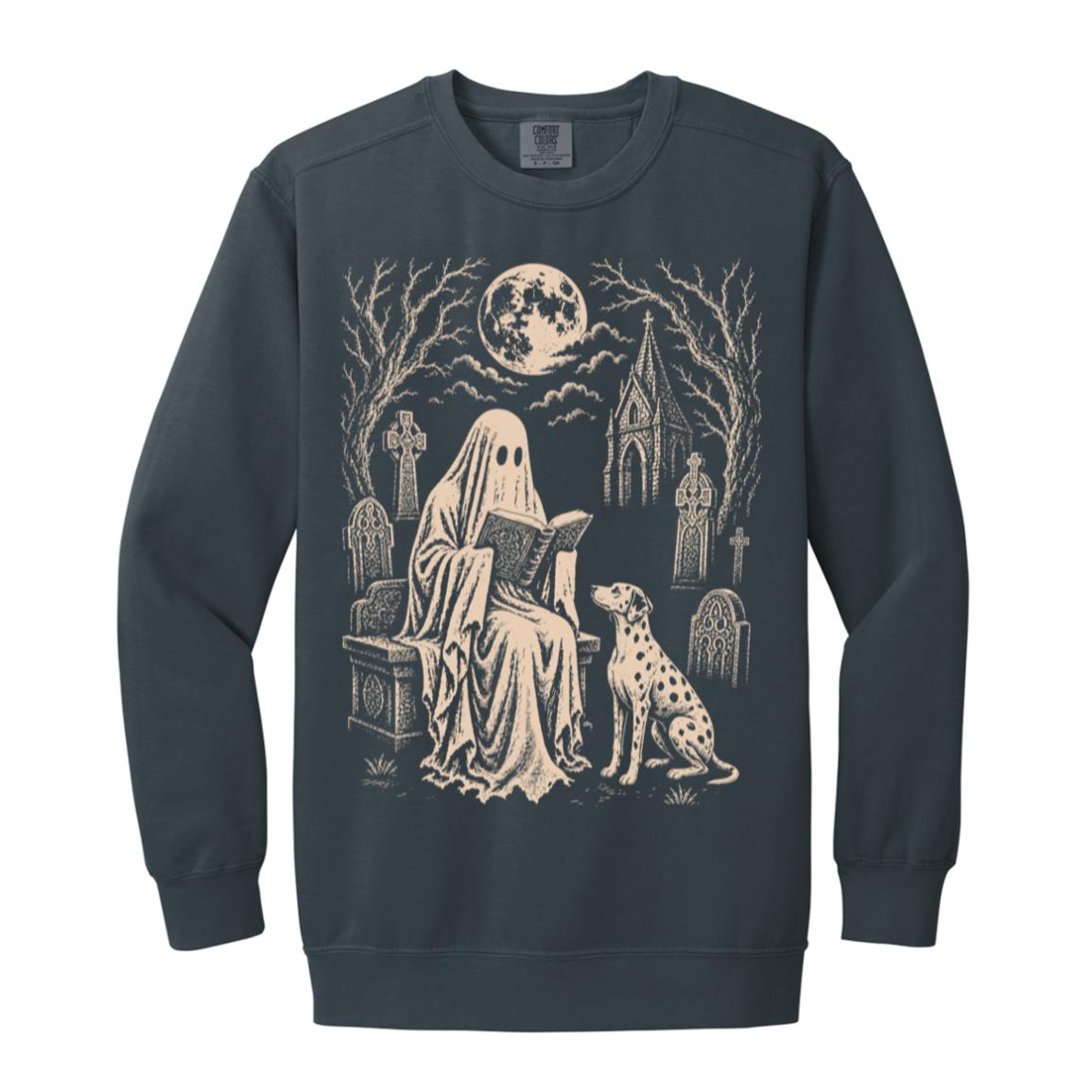 Dalmatian Ghost Reading sweatshirt in Denim