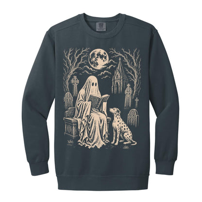Dalmatian Ghost Reading sweatshirt in Denim
