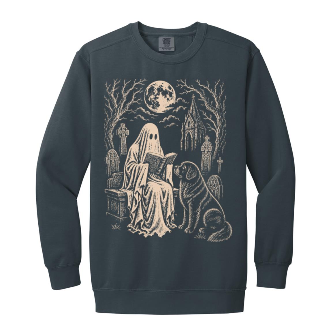 Newfie Ghost Reading sweatshirt in Denim
