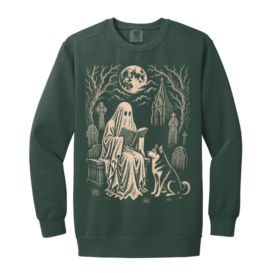 Husky Ghost Reading sweatshirt in Blue Spruce