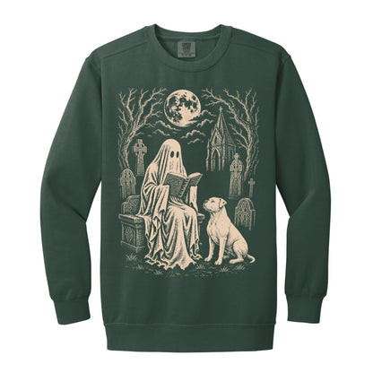 American Bulldog Ghost Reading sweatshirt in Blue Spruce