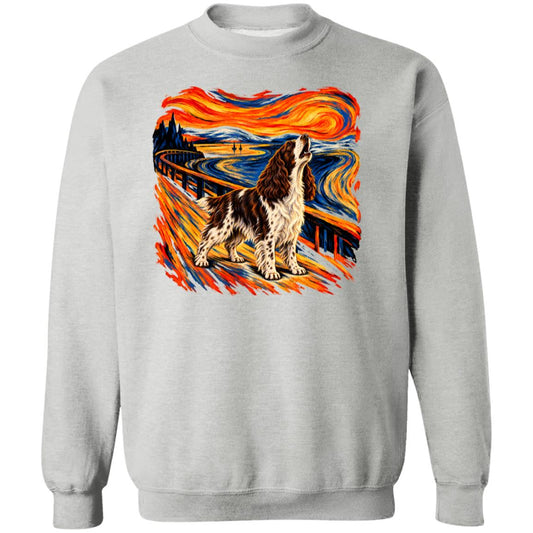 Sport Grey Gildan® Heavy Blend sweatshirt with The Howl Springer Spaniel dog design