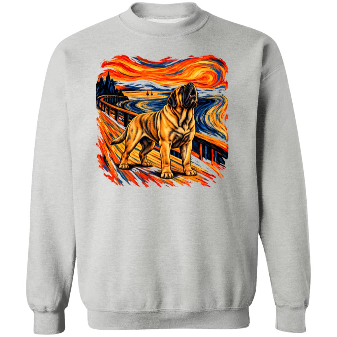 Sport Grey Gildan® Heavy Blend sweatshirt with The Howl Mastiff dog design