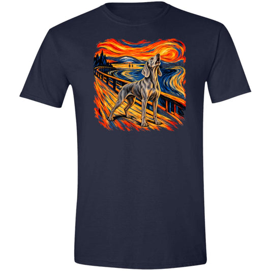 Navy Gildan® Softstyle T-shirt with The Howl Weimaraner dog design
