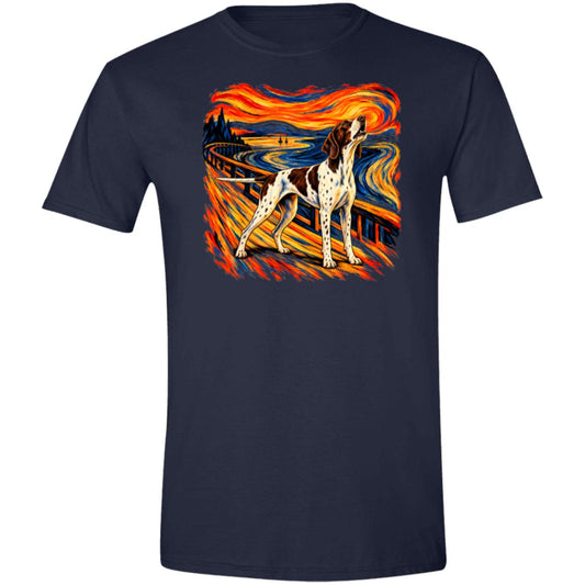 Navy Gildan® Softstyle T-shirt with The Howl Pointer dog design