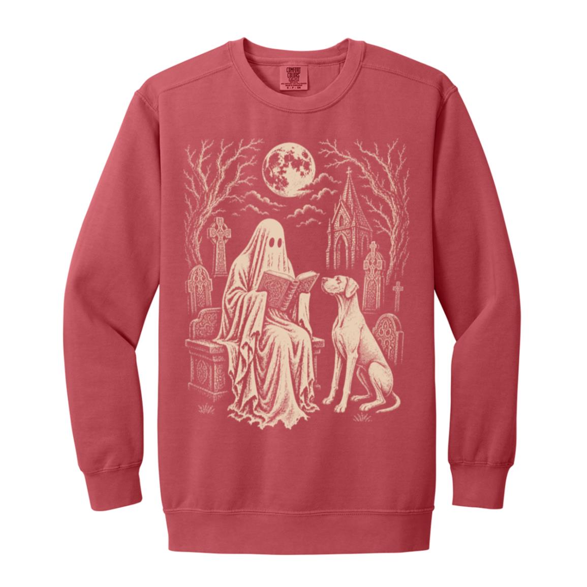 Great Dane Ghost Reading sweatshirt in Crimson