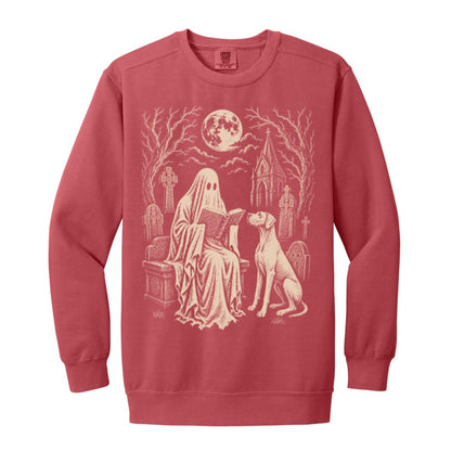 Great Dane Ghost Reading sweatshirt in Crimson