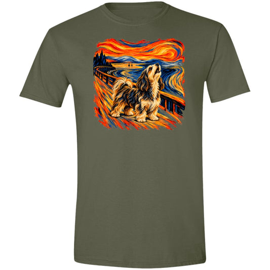 Military Green Gildan® Softstyle T-shirt with The Howl Havanese dog design