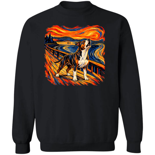 Black Gildan® Heavy Blend sweatshirt with The Howl Pitbull dog design
