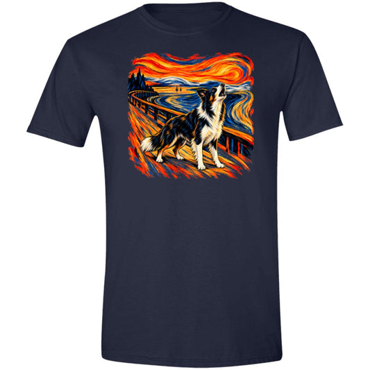 Navy Gildan® Softstyle T-shirt with The Howl Border Collie dog design