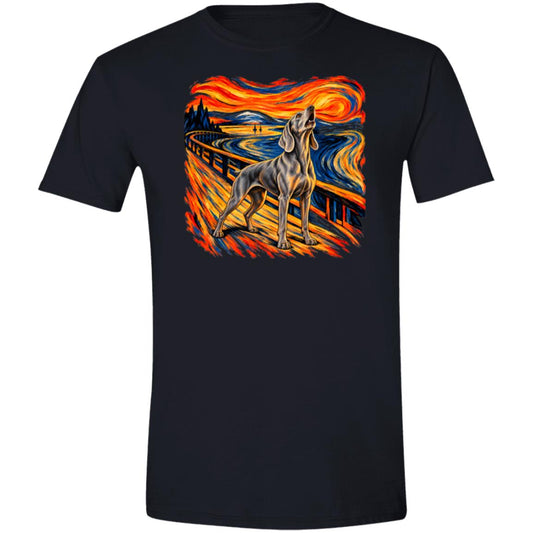 Black Gildan® Softstyle T-shirt with The Howl Weimaraner dog design