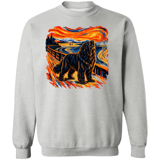 Sport Grey Gildan® Heavy Blend sweatshirt with The Howl Newfie dog design