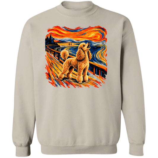 Sand Gildan® Heavy Blend sweatshirt with The Howl Poodle dog design