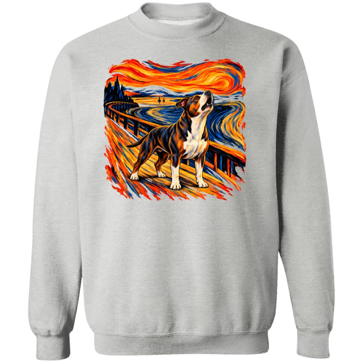 Sport Grey Gildan® Heavy Blend sweatshirt with The Howl Pitbull dog design
