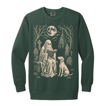 Vizsla Ghost Reading sweatshirt in Blue Spruce