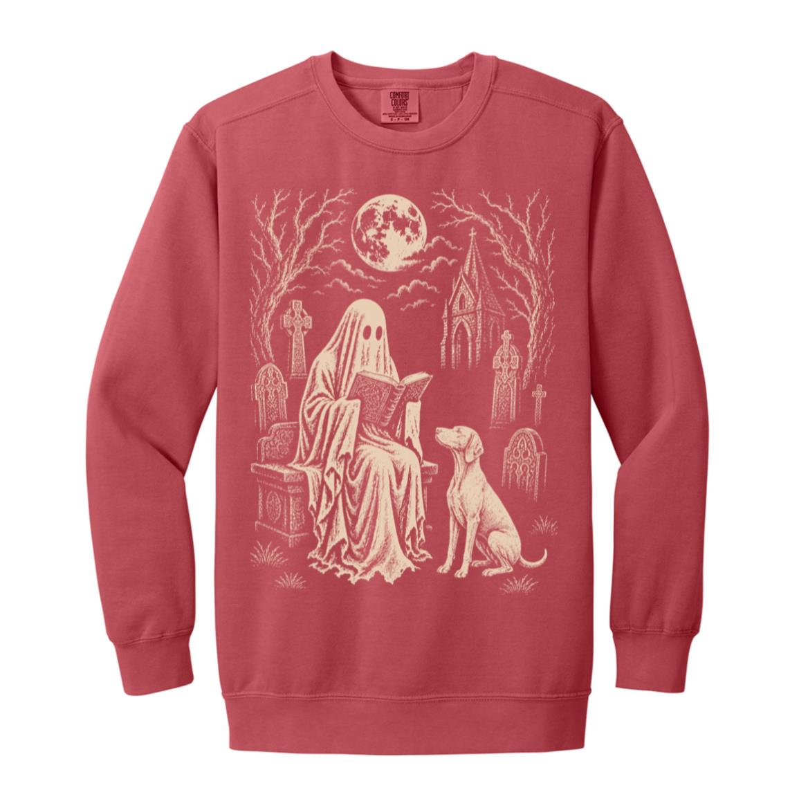Vizsla Ghost Reading sweatshirt in Crimson
