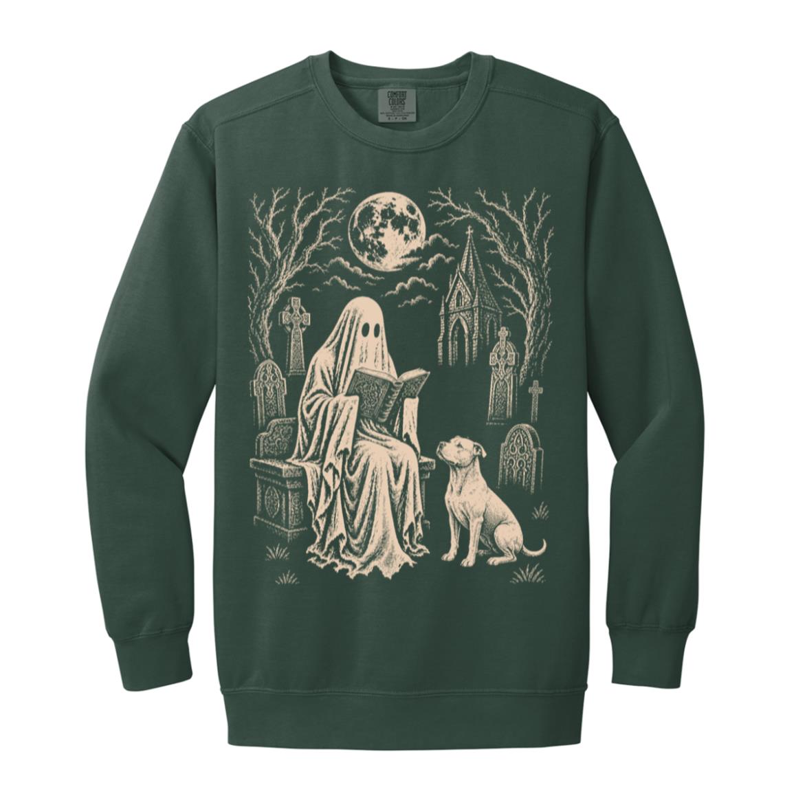Pitbull Ghost Reading sweatshirt in Blue Spruce