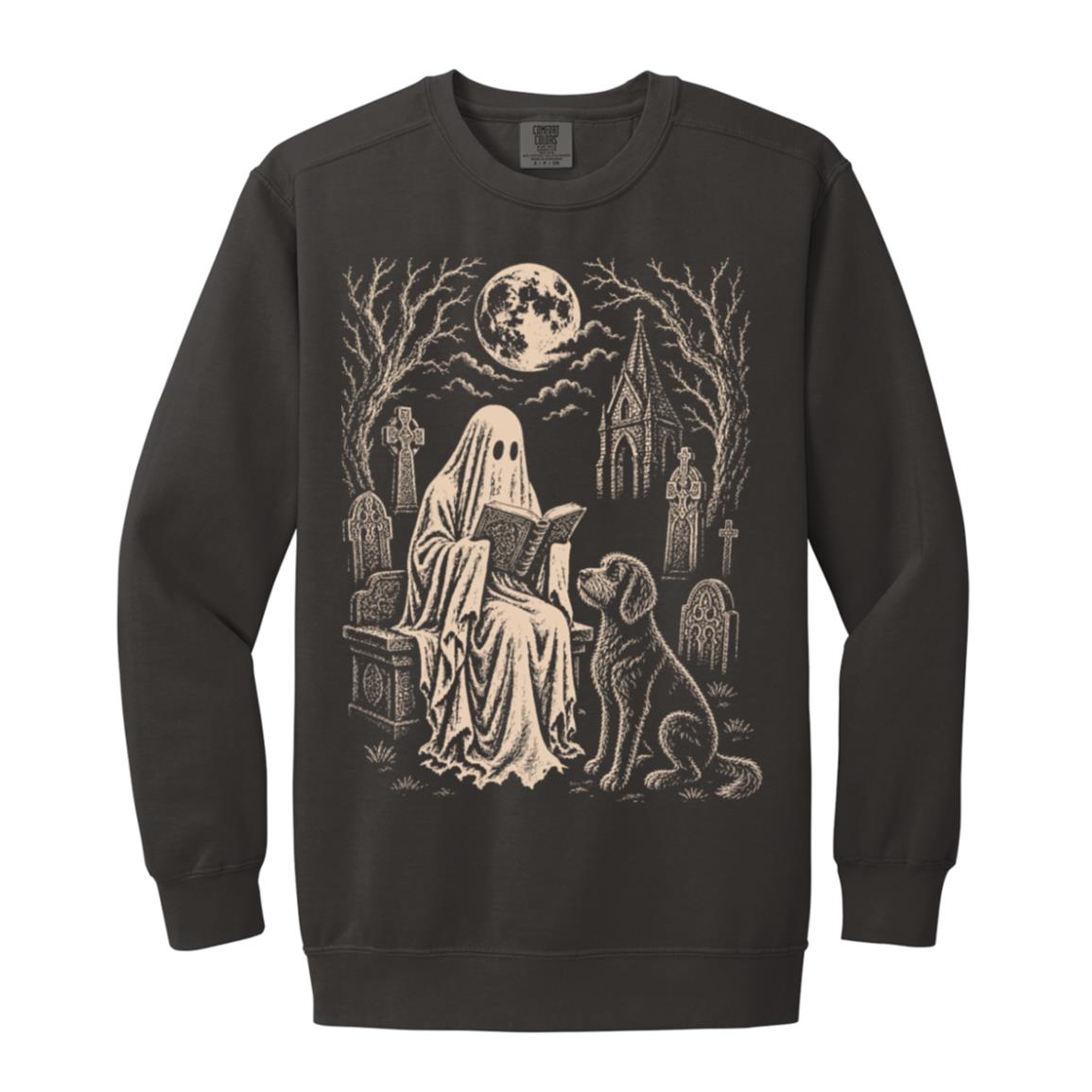 Labradoodle Ghost Reading sweatshirt in Pepper