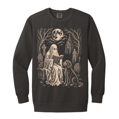 Labradoodle Ghost Reading sweatshirt in Pepper