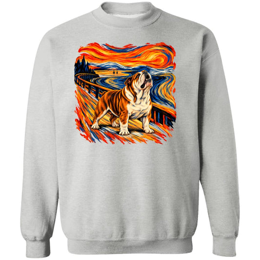 Sport Grey Gildan® Heavy Blend sweatshirt with The Howl Bulldog dog design