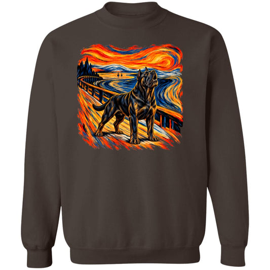 Dark Chocolate Gildan® Heavy Blend sweatshirt with The Howl Cane Corso dog design