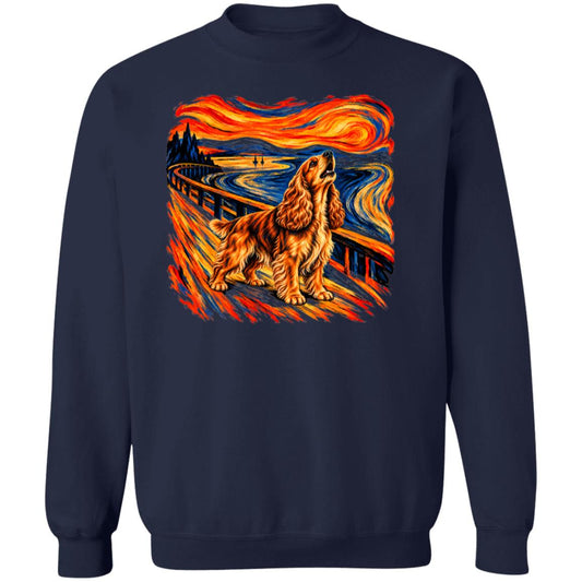 Navy Gildan® Heavy Blend sweatshirt with The Howl Cocker Spaniel dog design