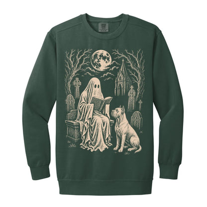 Cane Corso Ghost Reading sweatshirt in Blue Spruce