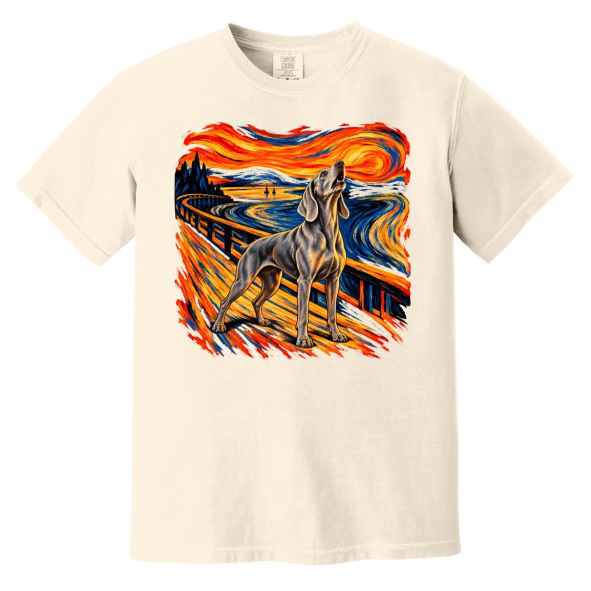 Ivory Comfort Colors® T-shirt with The Howl Weimaraner dog design
