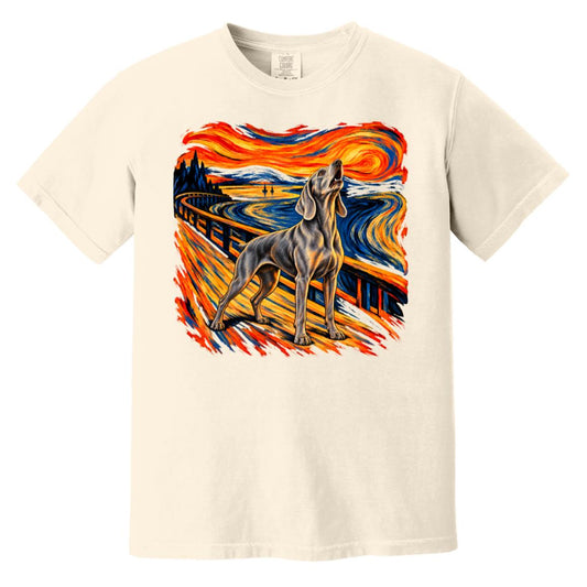 Ivory Comfort Colors® T-shirt with The Howl Weimaraner dog design